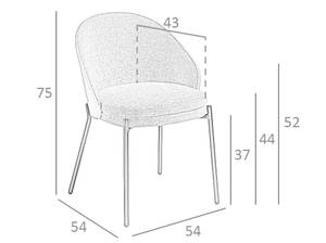 Chaise en tissu et bois de noyer Gris - Textile - 54 x 75 x 54 cm