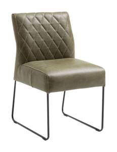Stuhl LAMIS ohne Armlehne Grün - Echtleder - 53 x 91 x 67 cm