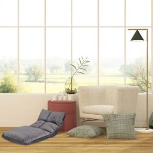 Bodenstuhl mit Rückenlehne verstellbar Grau - Holzwerkstoff - Kunststoff - Textil - 50 x 14 x 111 cm
