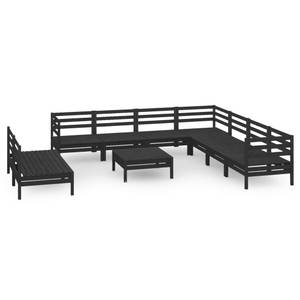 Garten-Lounge-Set Schwarz - Massivholz - Holzart/Dekor - 64 x 29 x 64 cm