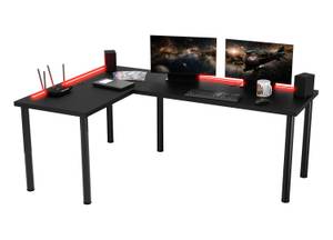 Gaming Schreibtisch beidseitig TABLE LED Schwarz