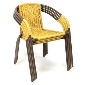 3-tlg. Bistroset Balkon Stuhl Tisch Set Gelb - Metall - 53 x 72 x 65 cm