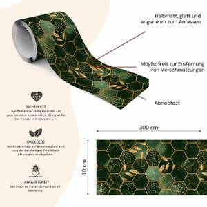 Bande Décorative HEXAGONE Mosaïque Beige - Noir - Marron - Vert - Papier - Textile - 10 x 300 x 300 cm