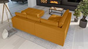 Skandinavisches Ecksofa Amber mit Hocker Gelb - Ecke davorstehend links