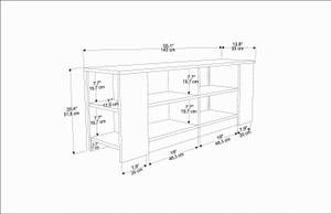 TV-Lowboard Space Cremeweiß - Marmor Weiß Dekor