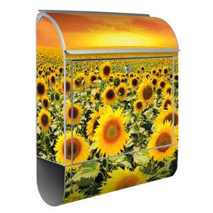 Briefkasten Stahl Sonnenblumenmeer Grau - Metall - 38 x 46 x 13 cm