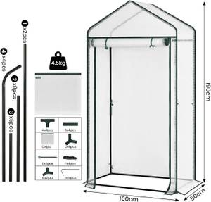 Gewächshaus Fam Weiß - Metall - Kunststoff - 100 x 190 x 50 cm