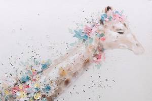 Acrylbild handgemalt Giraffe Princess Grau - Massivholz - Textil - 75 x 100 x 4 cm