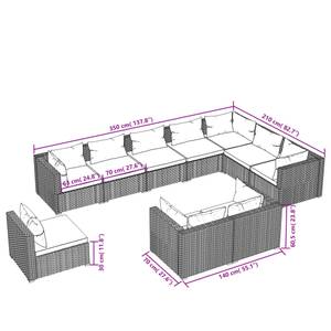 Garten-Lounge-Set (10-teilig) 3013638-14 Braun - Weiß - Metall - Polyrattan - 70 x 61 x 70 cm