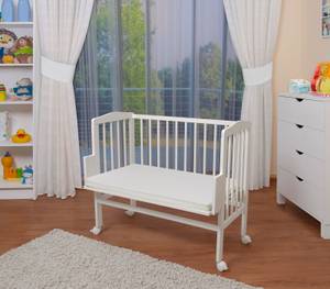 Baby Beistellbett WHITE mit Matratze Weiß - Massivholz - 60 x 80 x 95 cm
