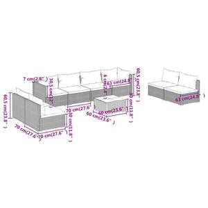 Salon de jardin (lot de 9) 3013635-4 Marron - Vert - Métal - Polyrotin - 60 x 30 x 60 cm