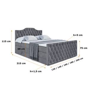 Boxspringbett VILA-1-Z KING Steingrau - Breite: 200 cm