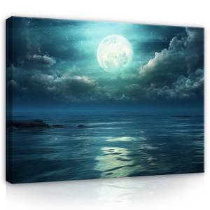 Leinwandbild Meer Mond Nacht Landschaft 60 x 40 x 2 cm