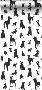 papier peint chiens 7363 Noir - Fibres naturelles - Textile - 50 x 900 x 900 cm