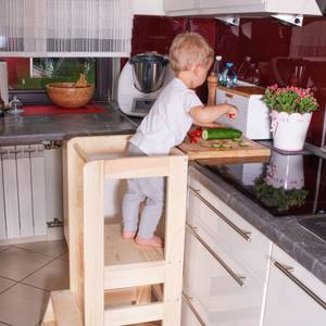 Montessori Kitchen Helper 90cm Massivholz - 39 x 90 x 52 cm