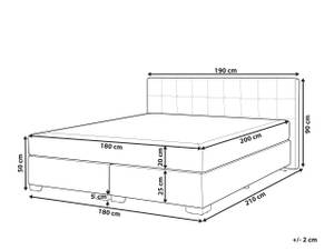 Lit double ADMIRAL Noir - Argenté - 190 x 90 x 210 cm