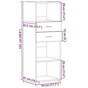 Highboard DE2315 Grau - Holzwerkstoff - 43 x 124 x 45 cm