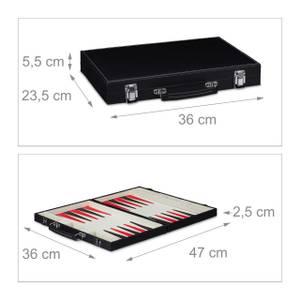 Backgammon Koffer Schwarz - Rot - Weiß - Holzwerkstoff - Kunststoff - 36 x 6 x 24 cm