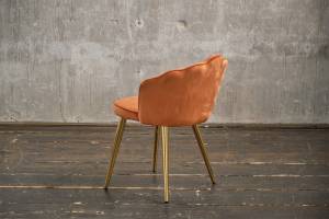 Chaise SALLY, piétement or, Velvet Chaise SALLY de KAWOLA, chaise de salle à manger, piétement doré, Velvet cuivre - Cuivre