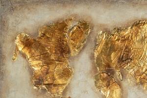 Acrylbild handgemalt Kostbarer Planet Beige - Gold - Massivholz - Textil - 120 x 80 x 4 cm