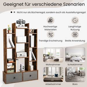 Bücherregal im Baumform mit Schubladen Braun - Holzwerkstoff - 24 x 132 x 80 cm