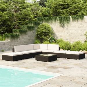 Gartenmöbel Set Schwarz - Polyrattan - 74 x 6 x 74 cm