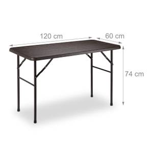 Table de jardin rectangulaire effet bois Noir - Marron - Métal - Matière plastique - 120 x 74 x 60 cm