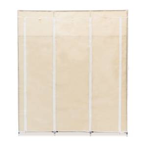 2 x Stoffkleiderschrank 9 Böden beige Beige - Weiß