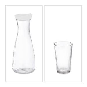 Wasserkaraffe Set mit Gläsern Weiß - Glas - Kunststoff - 10 x 26 x 10 cm