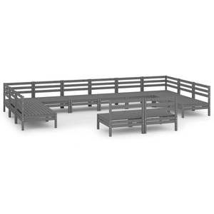 Garten-Lounge-Set Grau - Massivholz - Holzart/Dekor - 64 x 63 x 64 cm