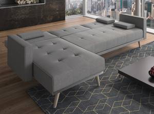 Canapé-lit chaise-longue Verona gris Gris - Textile - 137 x 88 x 267 cm