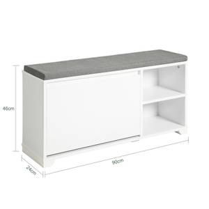 Banc de Rangement à Chaussures FSR119-W Gris - Blanc - Bois manufacturé - 90 x 46 x 24 cm