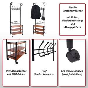 Metall-Garderobe Oshawa Schwarz - Metall - 65 x 186 x 34 cm