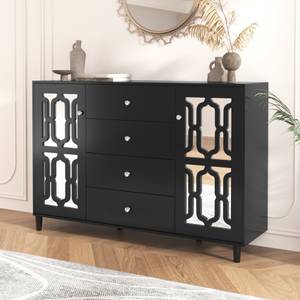 Sideboard mit Spiegel EurynomⅡ Schwarz - Holzwerkstoff - Glas - Metall - 147 x 102 x 40 cm