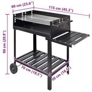 Holzkohlegrill 40714 Schwarz - Metall - 60 x 90 x 115 cm