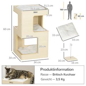 Katzenhaus D30-591V00AK Braun - Holzwerkstoff - 34 x 60 x 34 cm