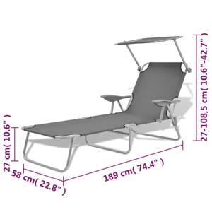 Sonnenliege 3004846 Grau - Metall - 58 x 27 x 189 cm