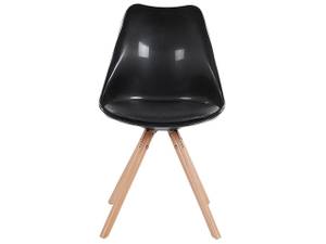 Chaise de salle à manger DAKOTA Noir - Chêne clair - 49 x 86 x 45 cm - Lot de 2 - Matière plastique - Brillant - Non revêtu