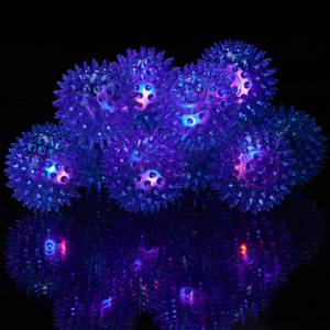 LED Igelball 12er Set blau Blau - Kunststoff - 7 x 7 x 7 cm