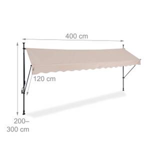 Klemmmarkise für Balkon Beige - Grau - Breite: 400 cm