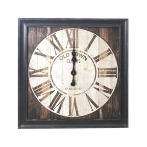 Horloge carrée en bois vintage Bois massif - 72 x 1 x 72 cm