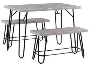 Ensemble pour salle à manger KEMPTON Noir - Gris - Bois manufacturé - 110 x 76 x 70 cm