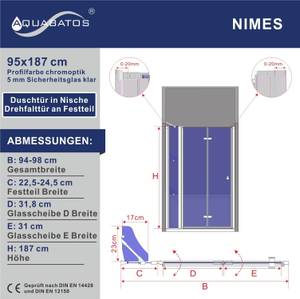 Falttür mit Festteil und Eckregalen Breite: 95 cm