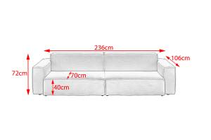 Sofa SAMU Feincord Grau - Breite: 236 cm