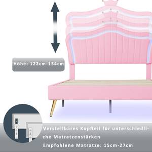 Polster-Kinderbett Aether Ⅳ Pink - Holzwerkstoff - Metall - Massivholz - Kunstleder - 152 x 122 x 203 cm