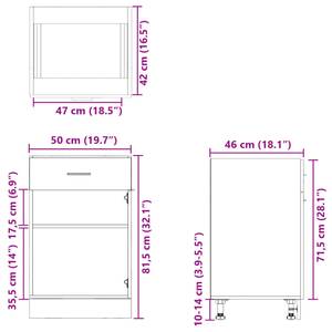 Schubunterschrank 3016496-3 Eiche Sonoma Dekor - 46 x 81 x 50 cm