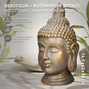 Buddha Kopf Figur 42x38x745 cm bronze 38 x 75 x 42 cm