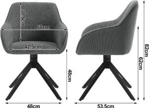 Esszimmerstuhl drehbar Bernad (6er Set) Dunkelgrau - Grau - 6er Set