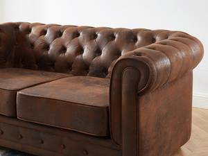 Canapé CHESTERFIELD Marron - Textile - 88 x 72 x 168 cm