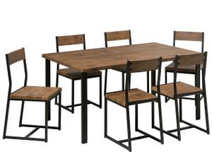 Ensemble pour salle à manger LAREDO Noir - Marron - Bois manufacturé - 150 x 75 x 90 cm